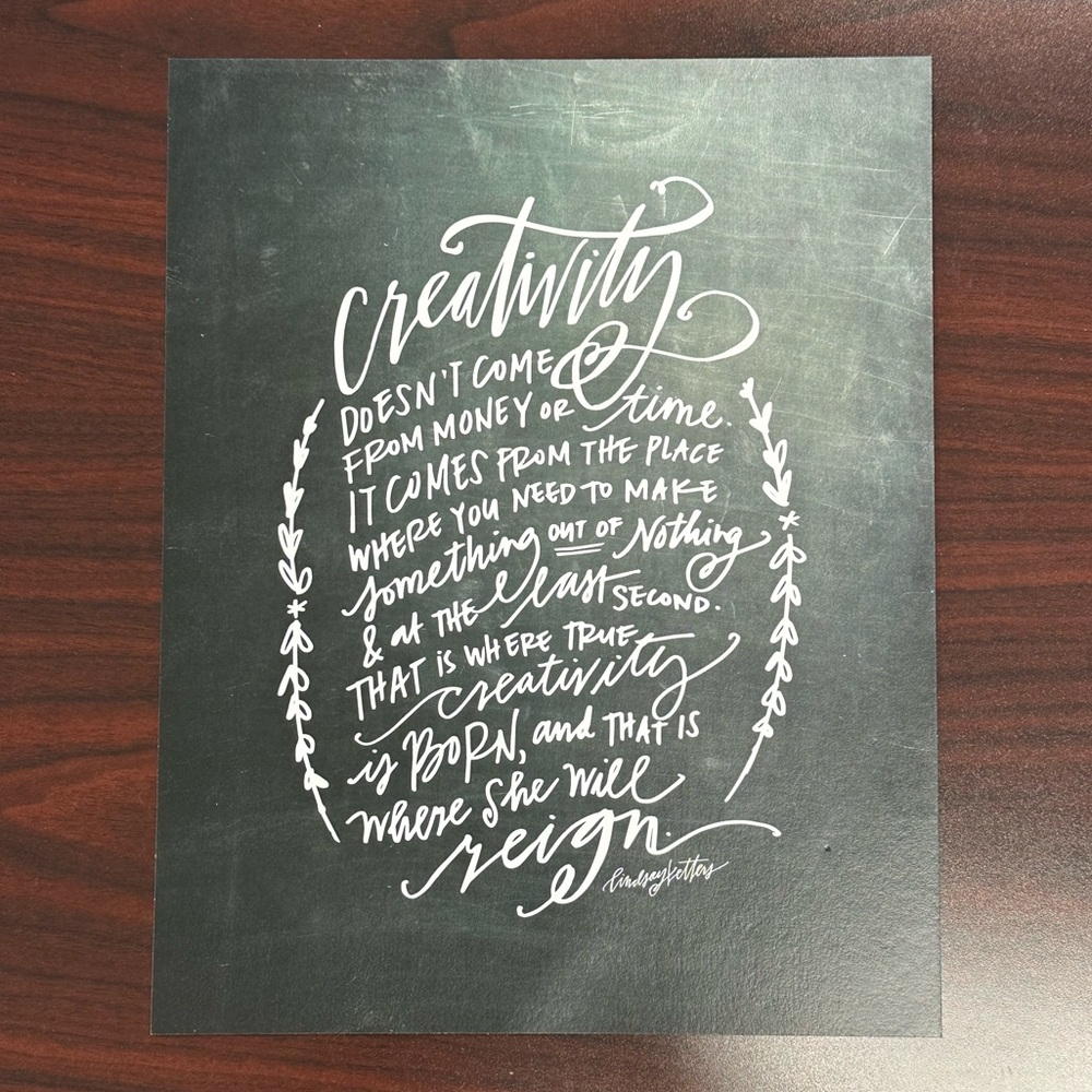 Lindsay Letters 8x10 Print with Creativity Quote